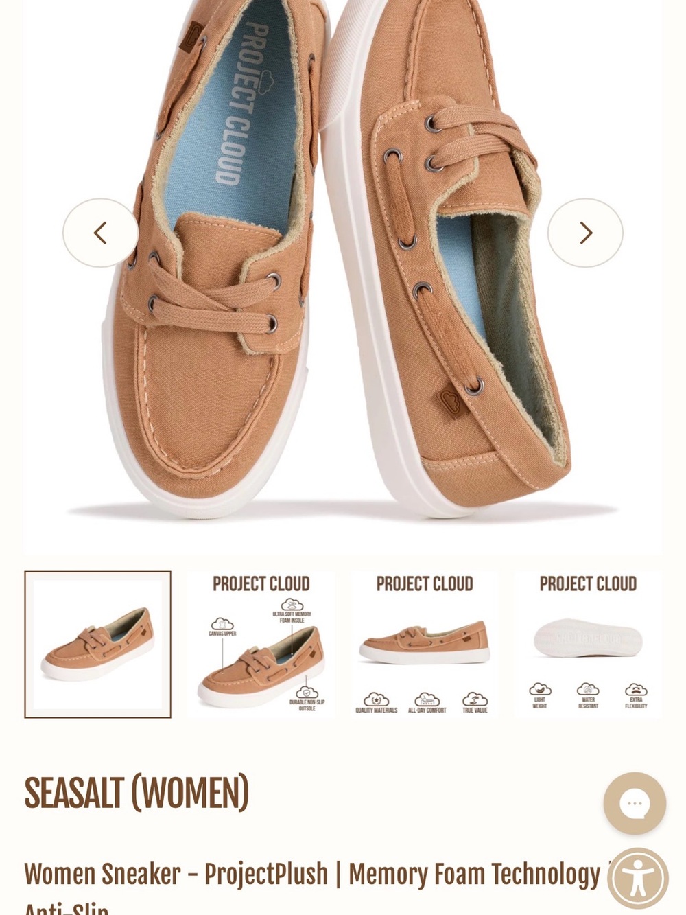 Project Cloud Plush | Memory Foam Technology | Anti-Slip Tan Canvas Boaters